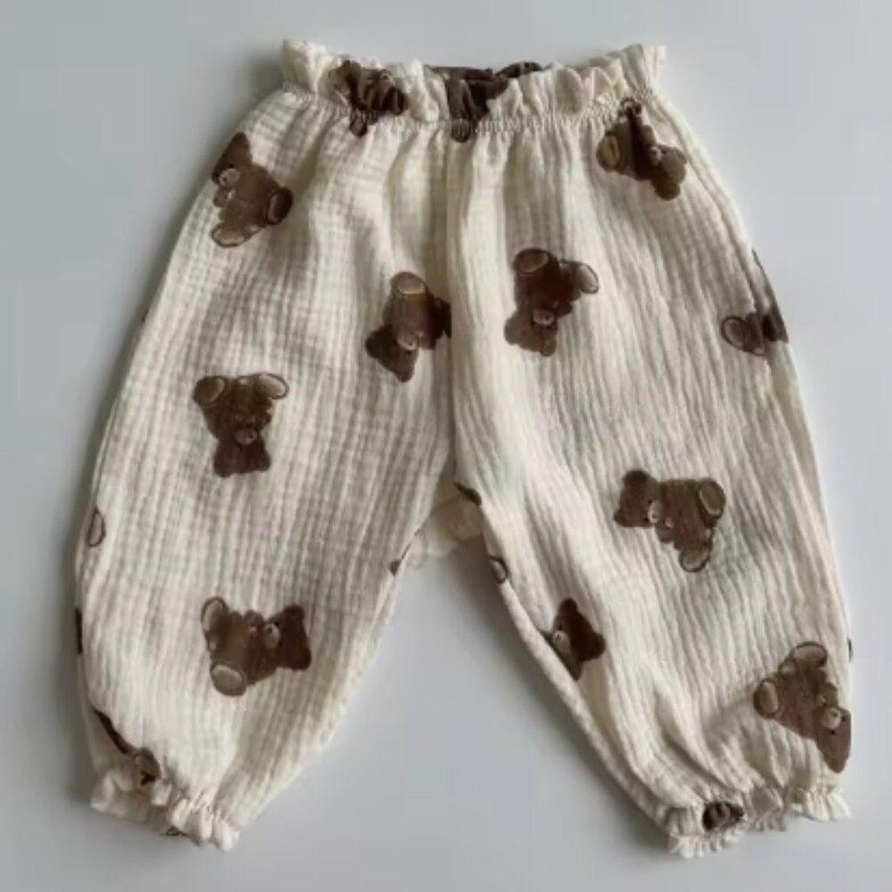 Gender Neutral Baby Pants, Muslin Cotton Baby Pants, Cute Print Pants Baby